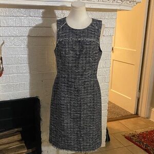 J. Crew Black and White Tweed Midi Dress